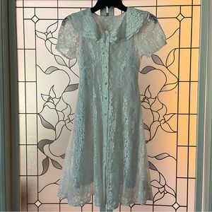 Vintage 90s SWAT Girls Elegant White Lace Button Up Dress, Size 8